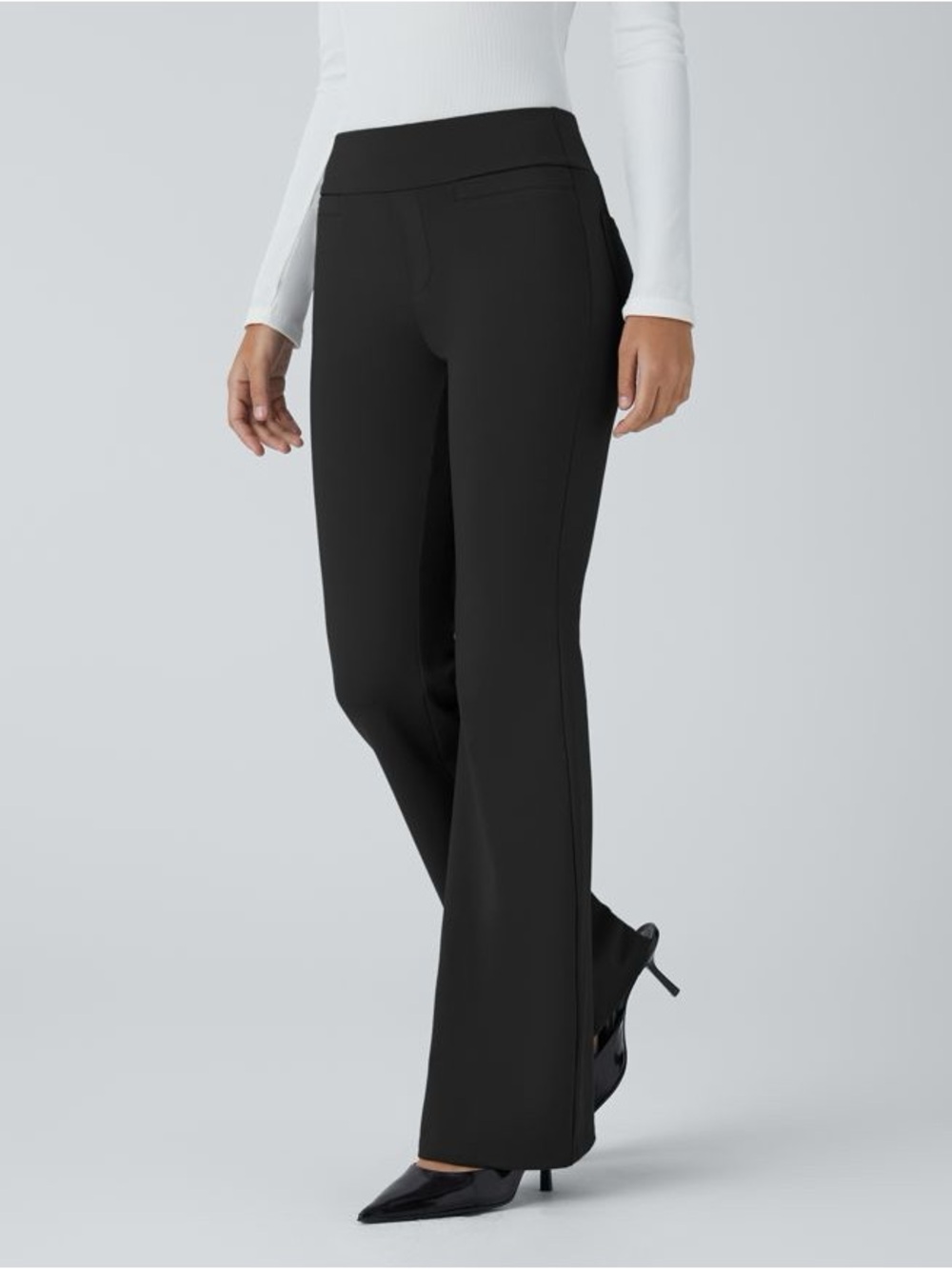Halara Flex™ Mid Rise Pocket Work Pants Black XL Tall Flare